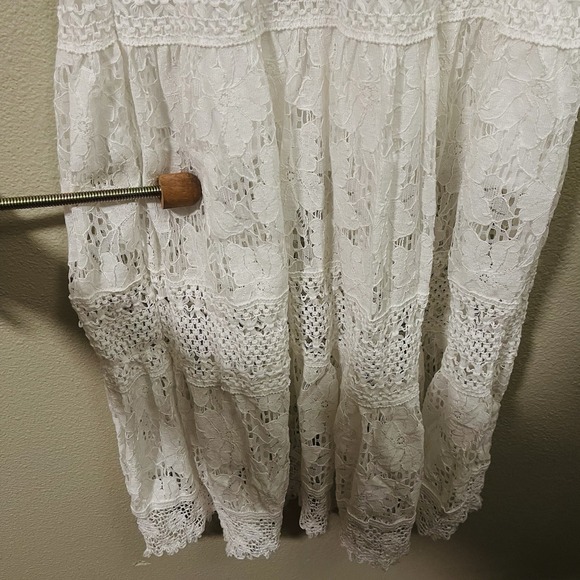 Boho‎ Maxi Lace Dress Ivory Lined Tassels Much Detail Festival Coachella Size M - Picture 9 of 9
